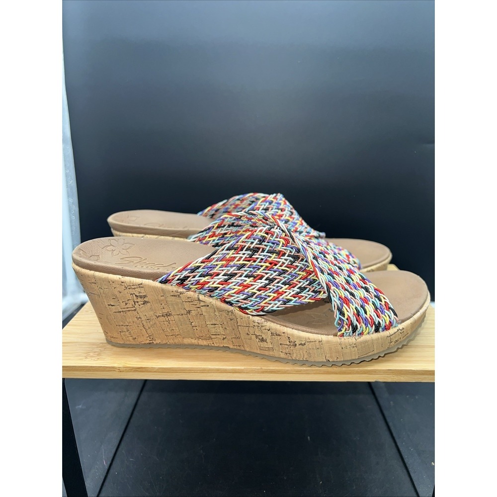 Skechers Shoes Women's 9 Sandals Beverlee Vacation Mode Luxe Foam 32968 Multi